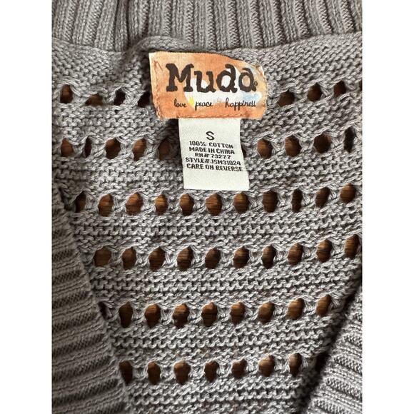 Y2K Cardigan Women Small Gray Short Sleeve Fairy Grunge Boho Indie Bella Elena - Picture 2 of 3